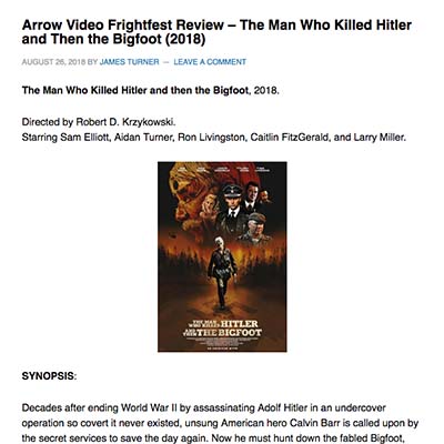 Arrow Video Frightfest Review – The Man Who Killed Hitler and Then the Bigfoot (2018)